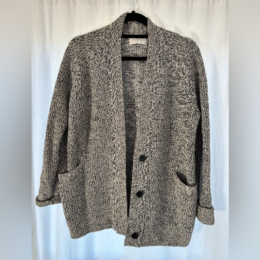 Everlane Black and White Women's Boyfriend Cardigan